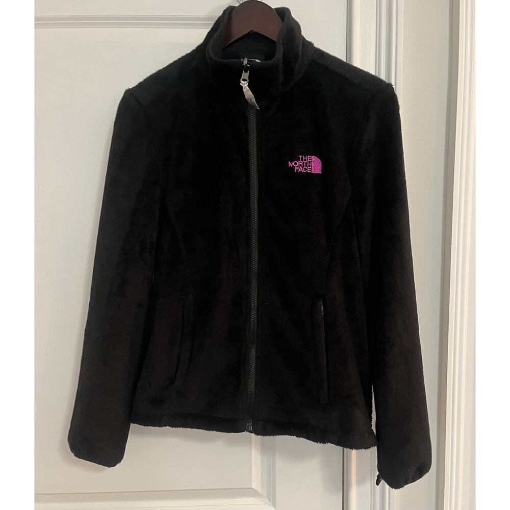 North Face Jacket Womens Sz. M Black Pink Fleece Full Zip Outdoors